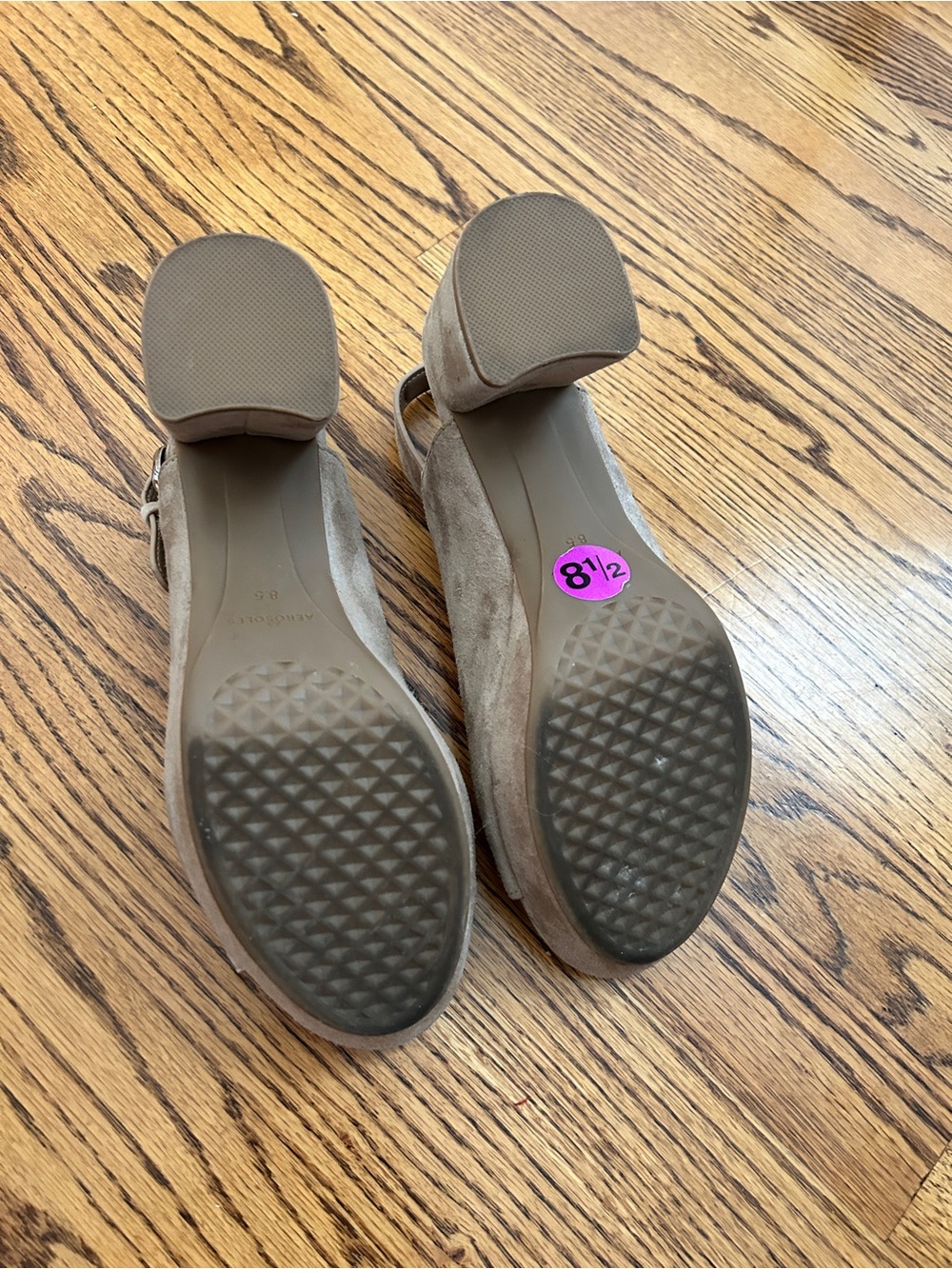 AEROSOLES Taupe Suede Open-Toe Slingback Sandals - Picture 5 of 5